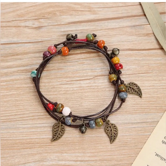 Layered Boho Leaf Bracelet (New) - Picture 3 of 6